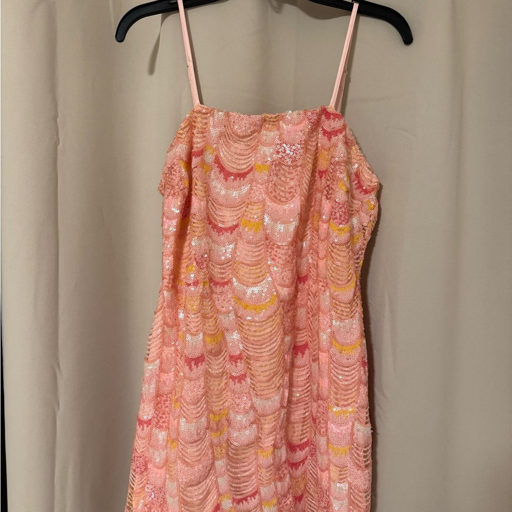 Pink and Yellow Sequin Dress
